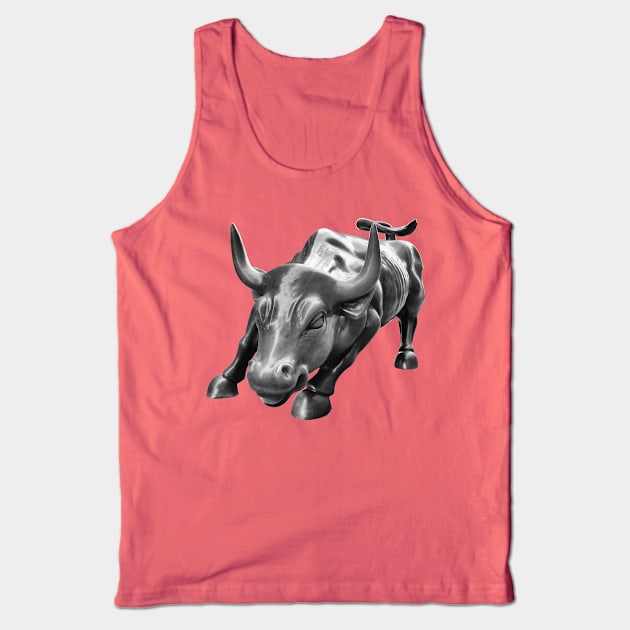 Wall Street Bull in Black and White Tank Top by Mackabee Designs